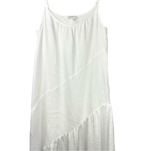 DKNY Pure Ruched Mixed Media Asymmetrical Slip Dress Linen Size Small White - Picture 5 of 12